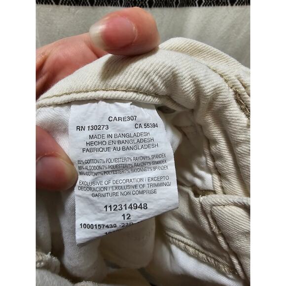 Lee white stretch denim ruffle elastic waist mini skirt size 12 - Picture 9 of 10